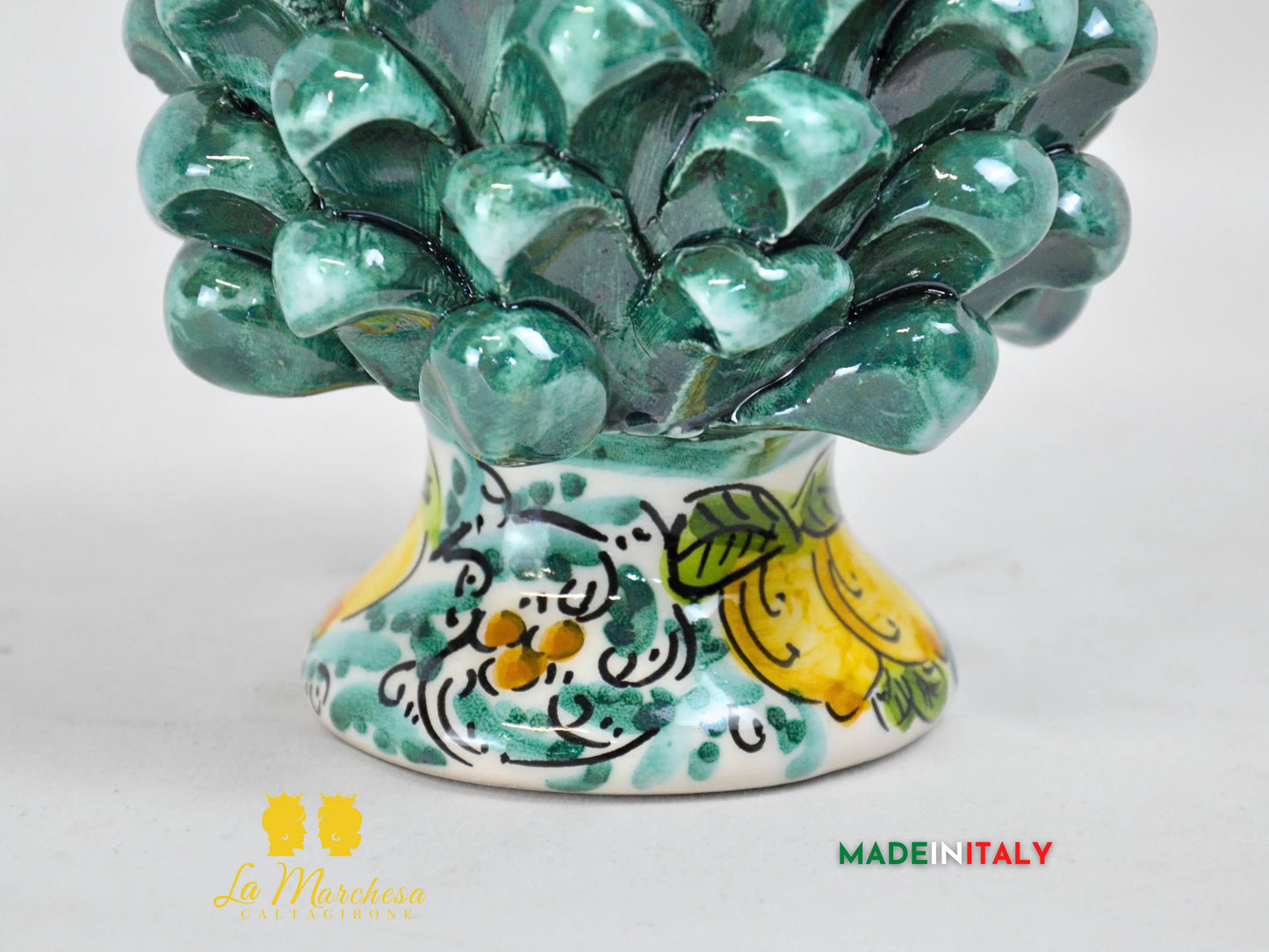 Pigna Siciliana in Ceramica di Caltagirone verde rame 600 17cm