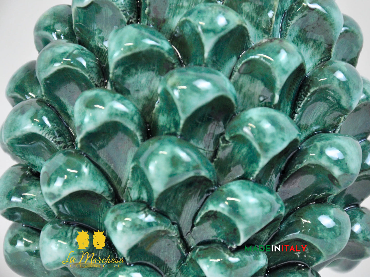 Pigna Siciliana in Ceramica di Caltagirone verde rame 600 17cm