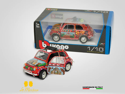 Modellino Bburago Fiat 500 d'epoca 1:18 decorata a mano - Vari modelli