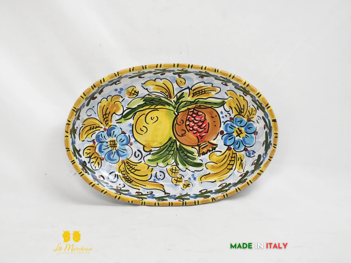 Vassoio pirofila in Ceramica di Caltagirone ornato frutta - Varie Misure