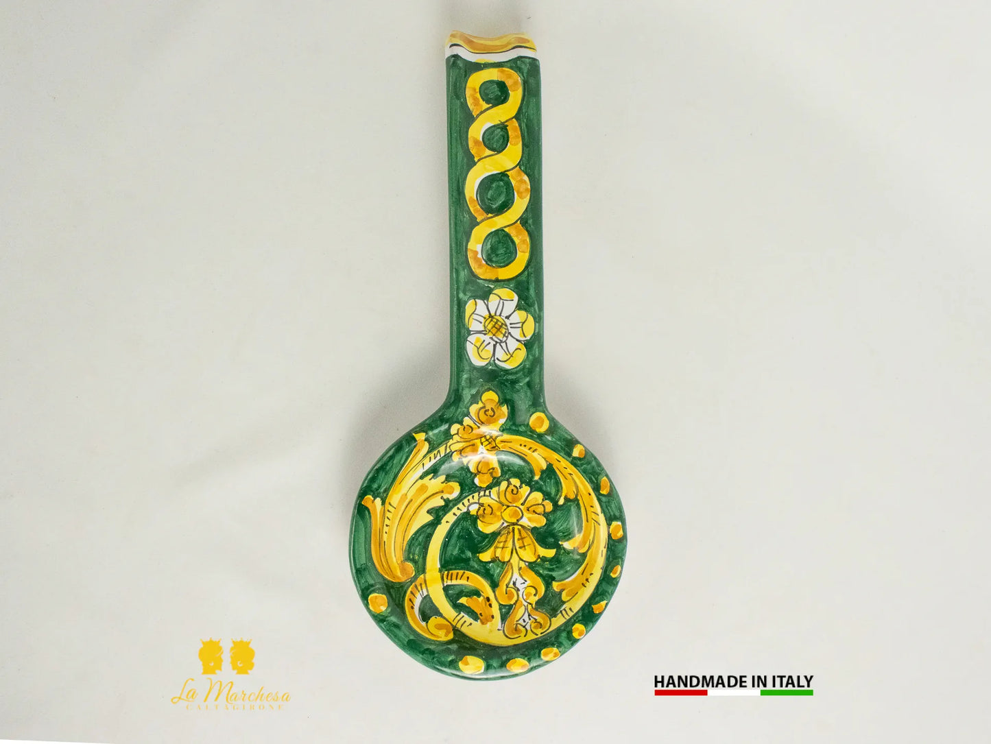 Poggiamestolo in Ceramica di Caltagirone 29cm blu cobalto - Vari Decori