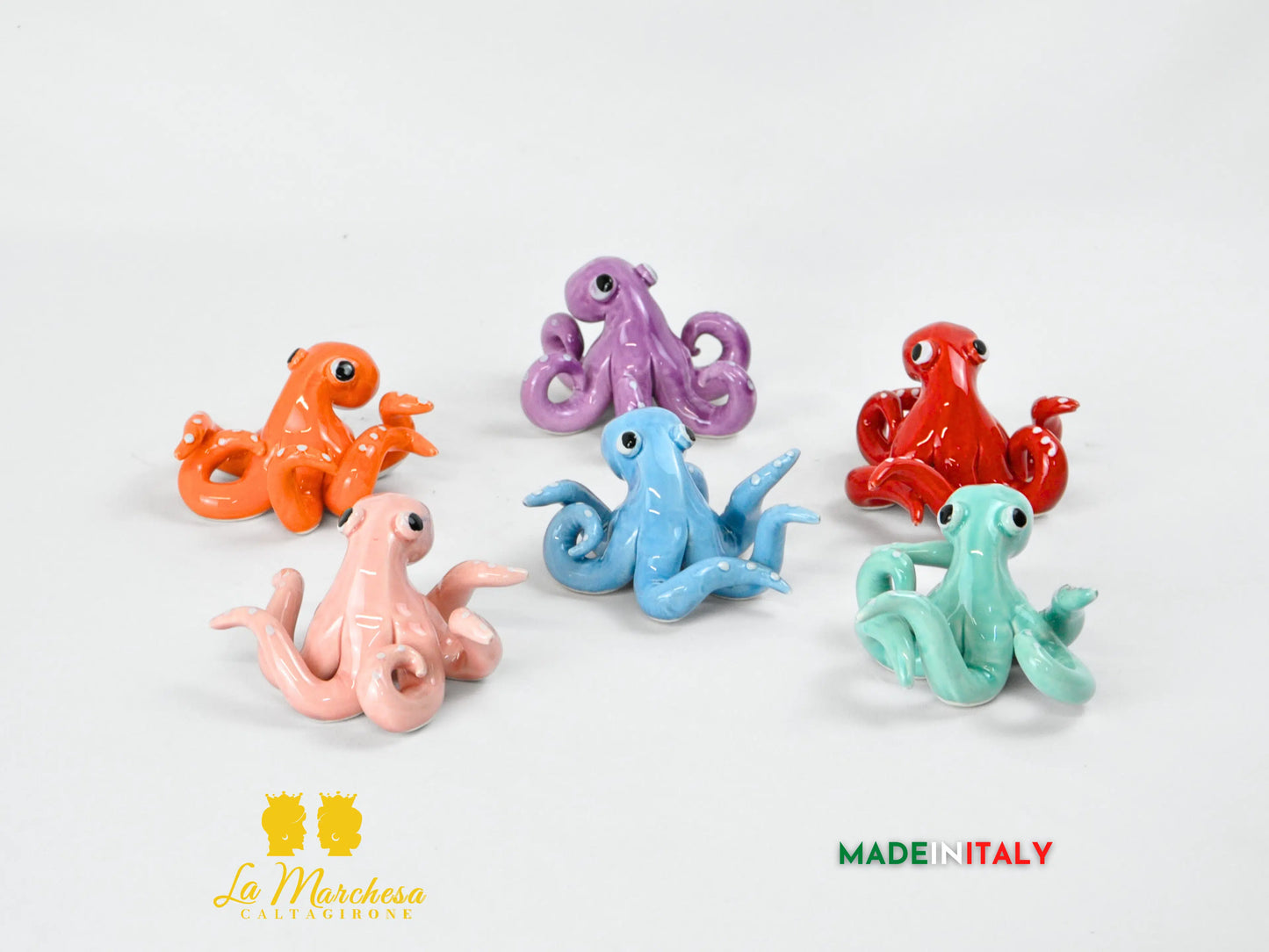 Polipetto Colorato in Ceramica di Caltagirone 11cm - Vari Colori