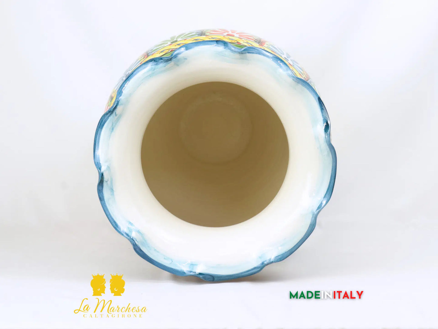 Porta Ombrelli Decorato Bordo Orlato in Ceramica di Caltagirone 52cm - Vari Modelli