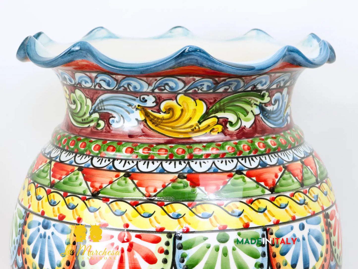 Porta Ombrelli Decorato Bordo Orlato in Ceramica di Caltagirone 52cm - Vari Modelli