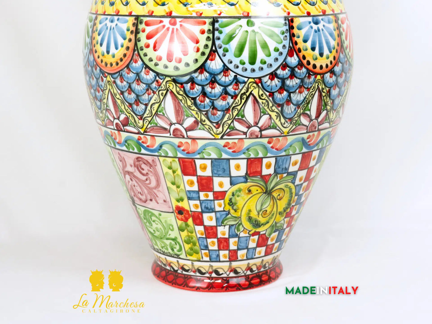 Porta Ombrelli Decorato Bordo Orlato in Ceramica di Caltagirone 52cm - Vari Modelli