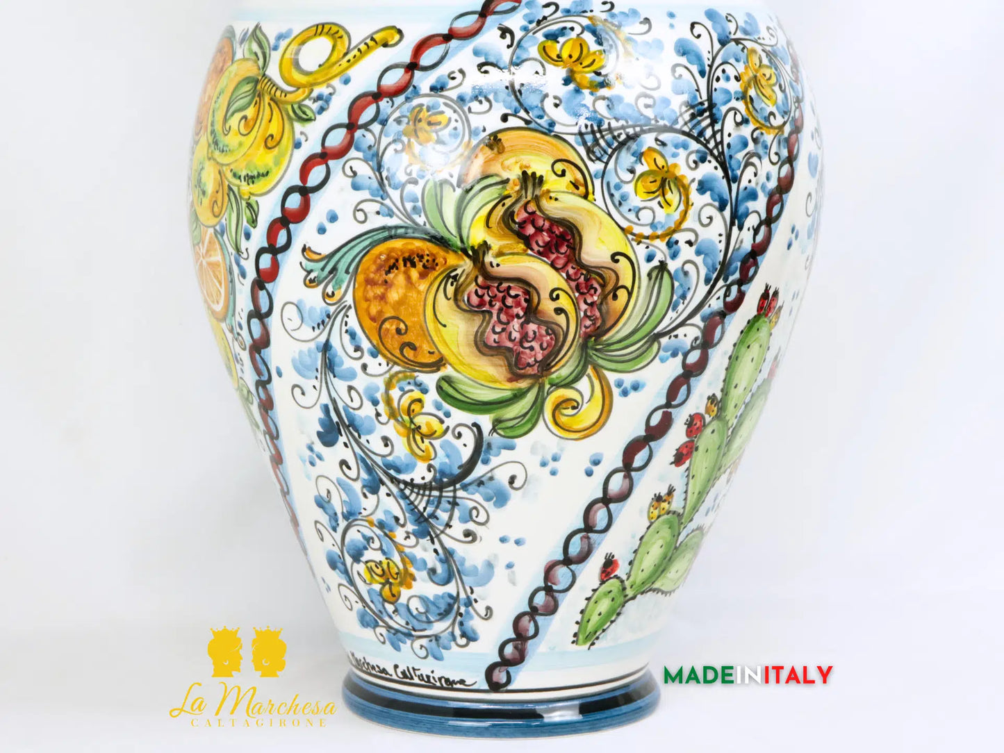 Porta Ombrelli Decorato Bordo Orlato in Ceramica di Caltagirone 52cm - Vari Modelli