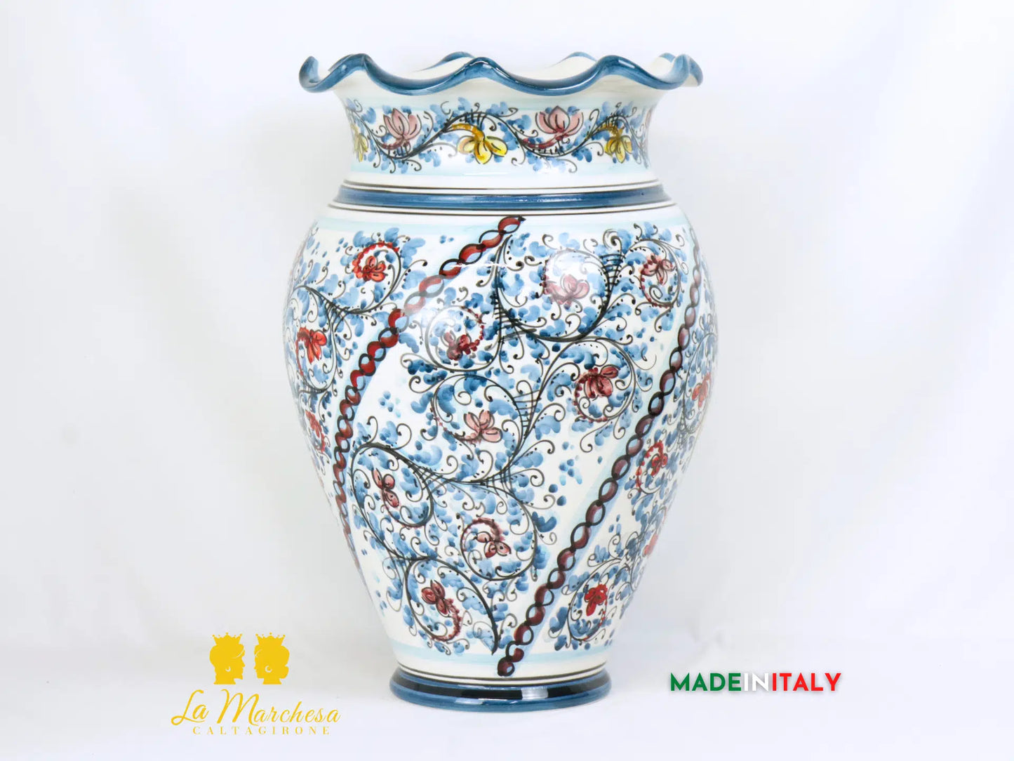 Porta Ombrelli Decorato Bordo Orlato in Ceramica di Caltagirone 52cm - Vari Modelli