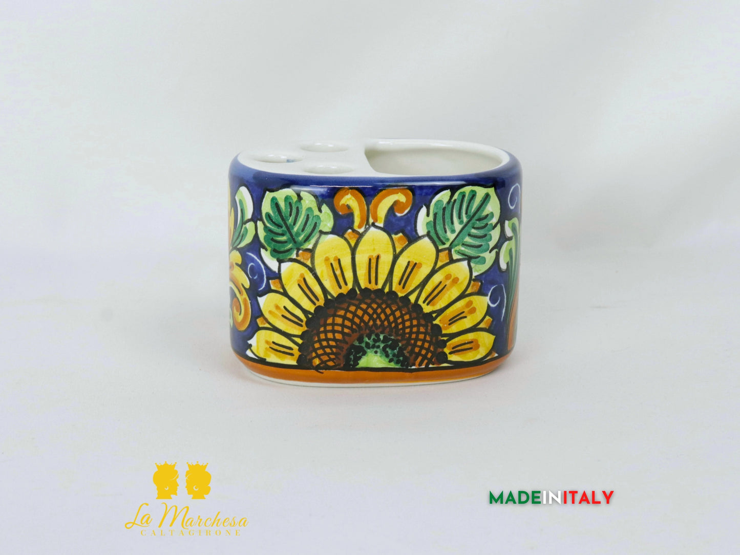 Porta spazzolini in Ceramica di Caltagirone