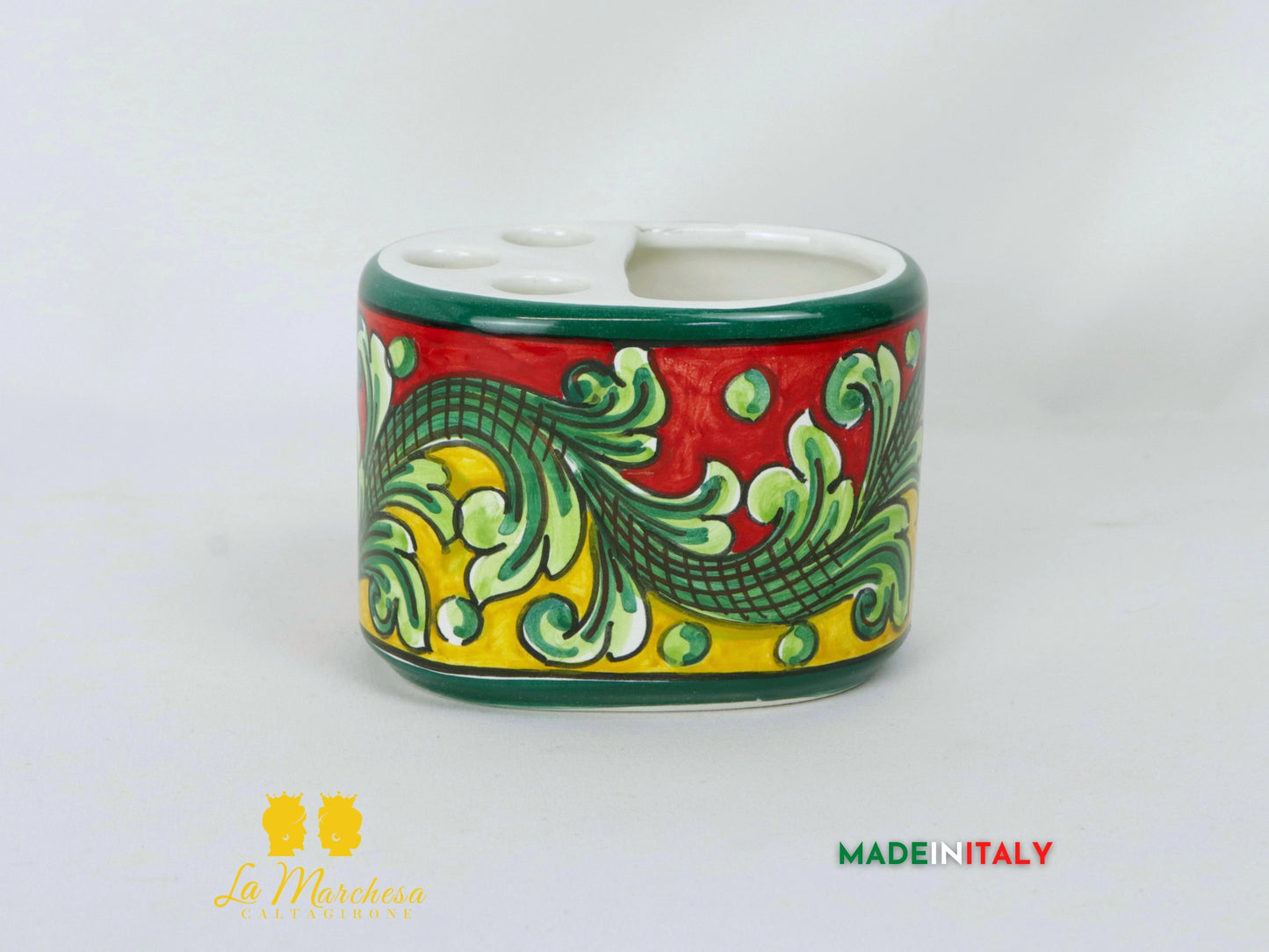 Porta spazzolini in Ceramica di Caltagirone