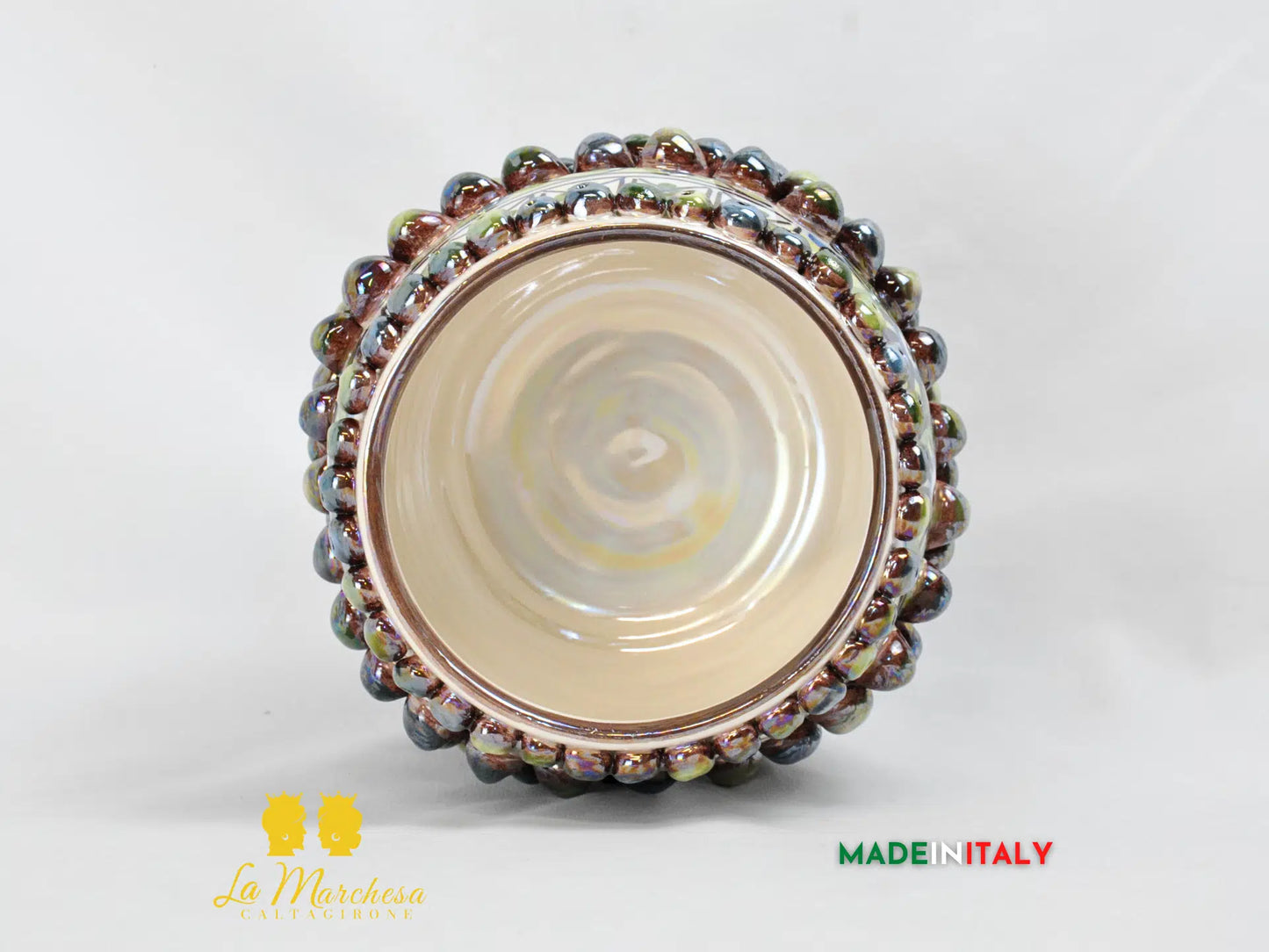 Porta Pianta Pigna Sagomato Madreperla in Ceramica di Caltagirone 19cm