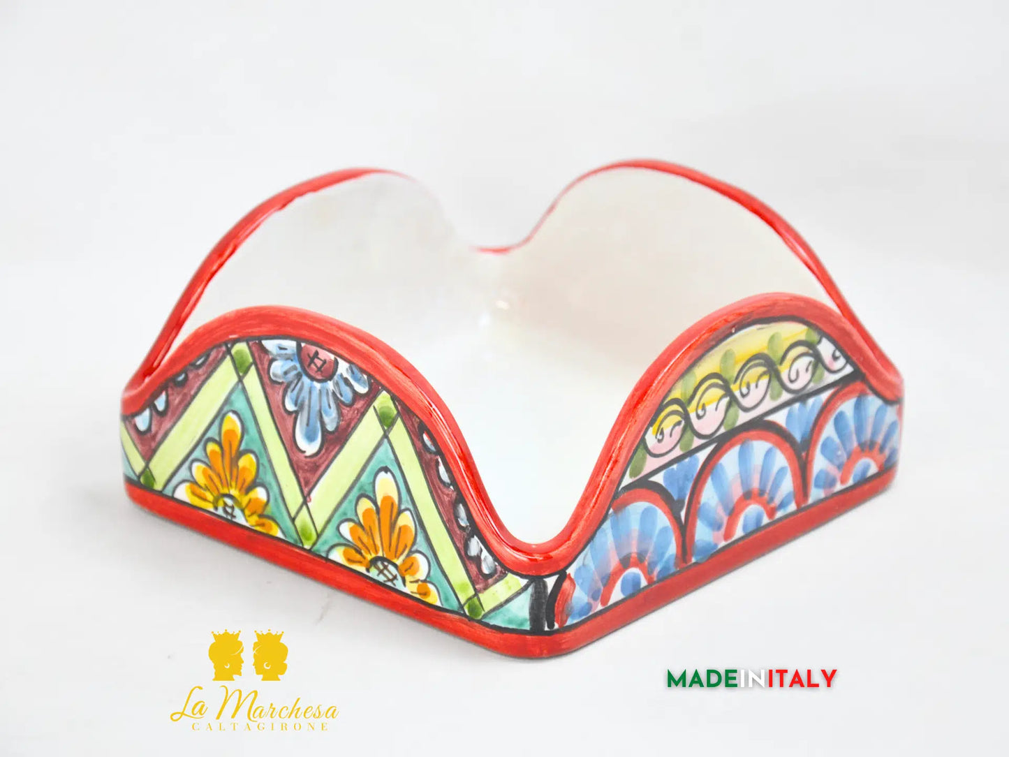 Porta Tovaglioli in Ceramica di Caltagirone carretto siciliano