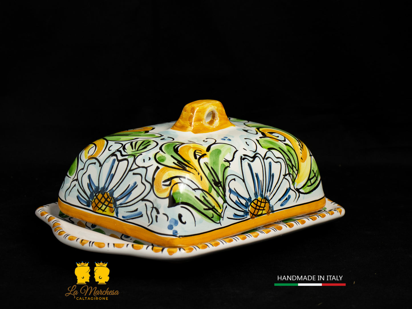 Porta burro in Ceramica di Caltagirone ornato barocco bianco