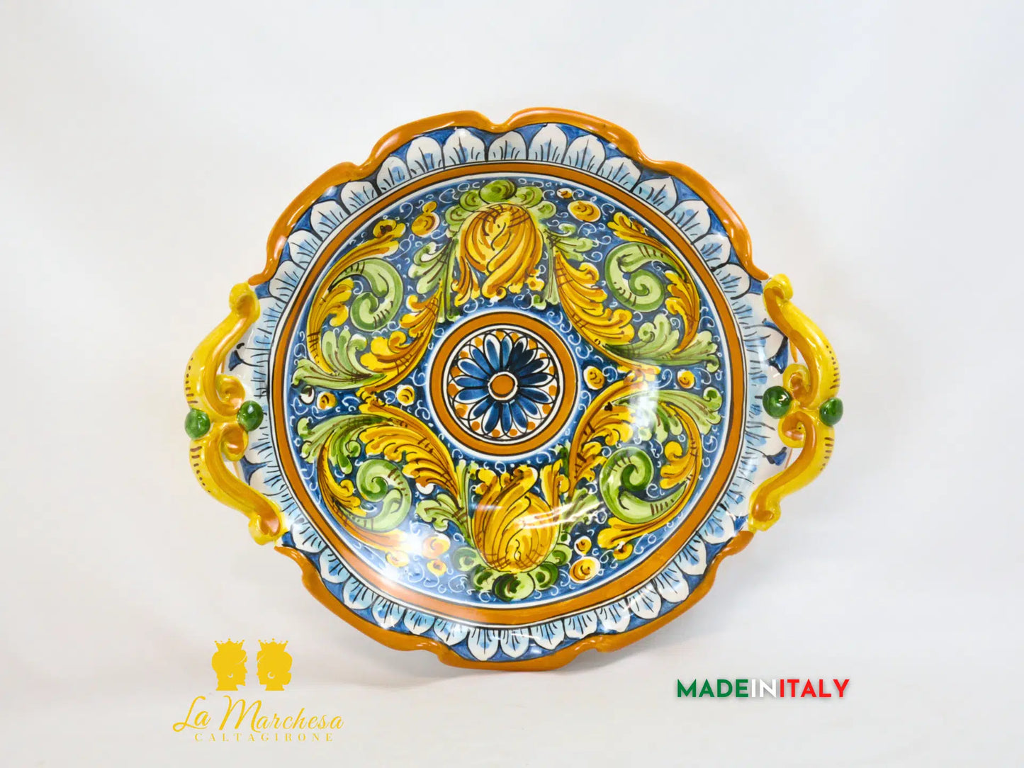Portafrutta Centrotavola Ceramica di Caltagirone con manici - Varie misure