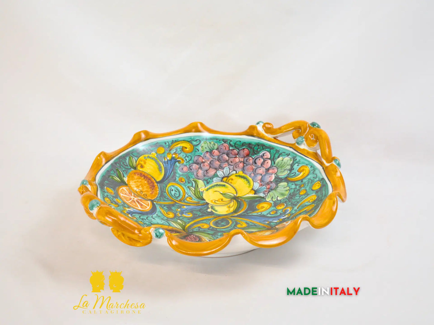 Portafrutta Centrotavola Ceramica di Caltagirone con manici - Varie misure