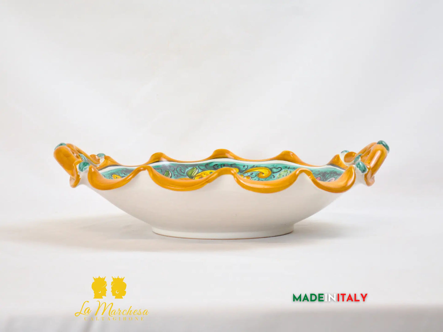 Portafrutta Centrotavola Ceramica di Caltagirone con manici - Varie misure