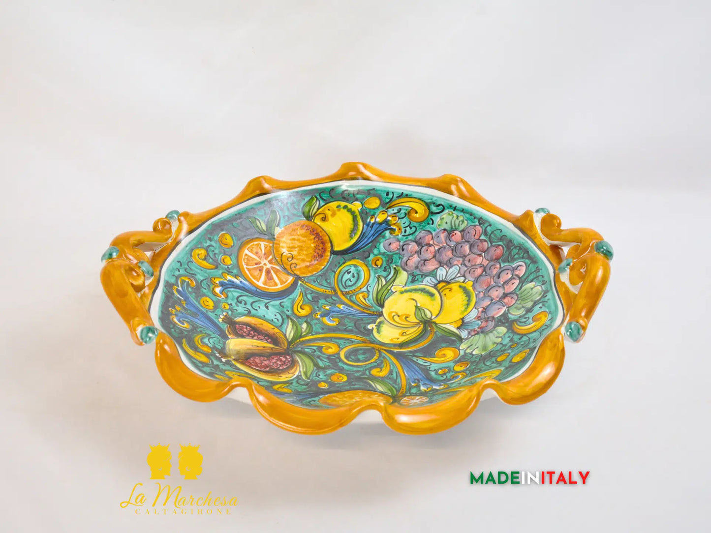 Portafrutta Centrotavola Ceramica di Caltagirone con manici - Varie misure