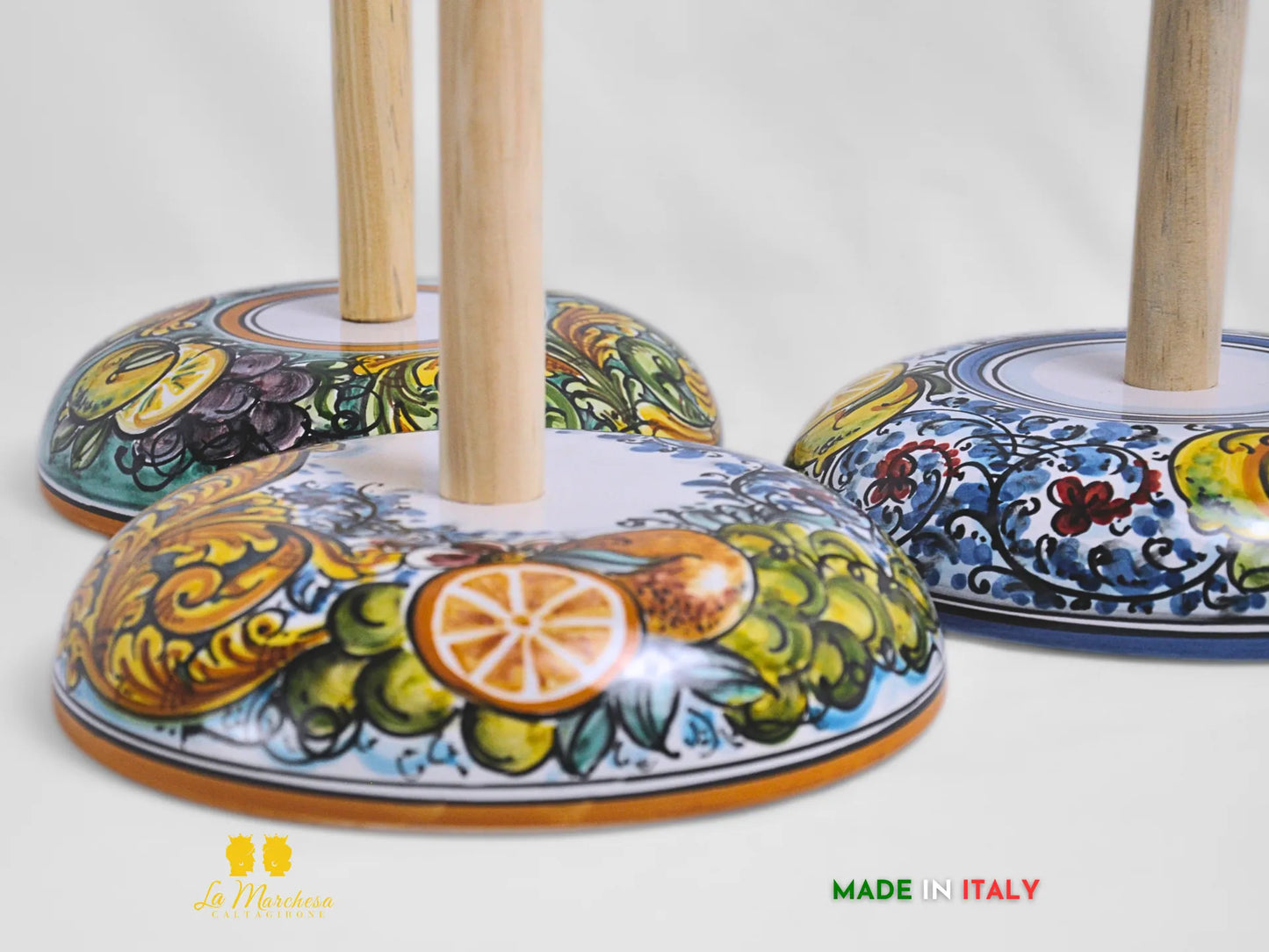 Portarotolo cucina in ceramica di Caltagirone decorato a mano - Vari modelli