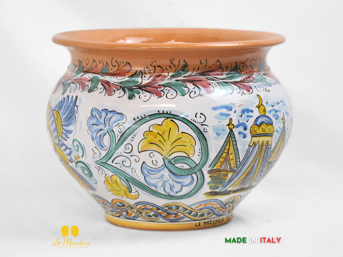 Portavaso Ceramica di Caltagirone Mattonelle stile siciliano 32cm