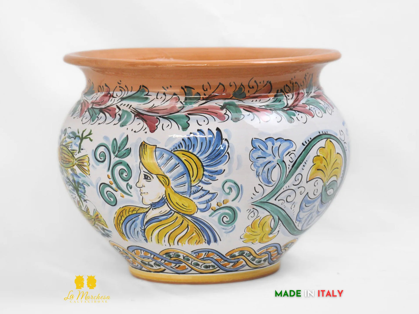 Portavaso Ceramica di Caltagirone Mattonelle stile siciliano 32cm