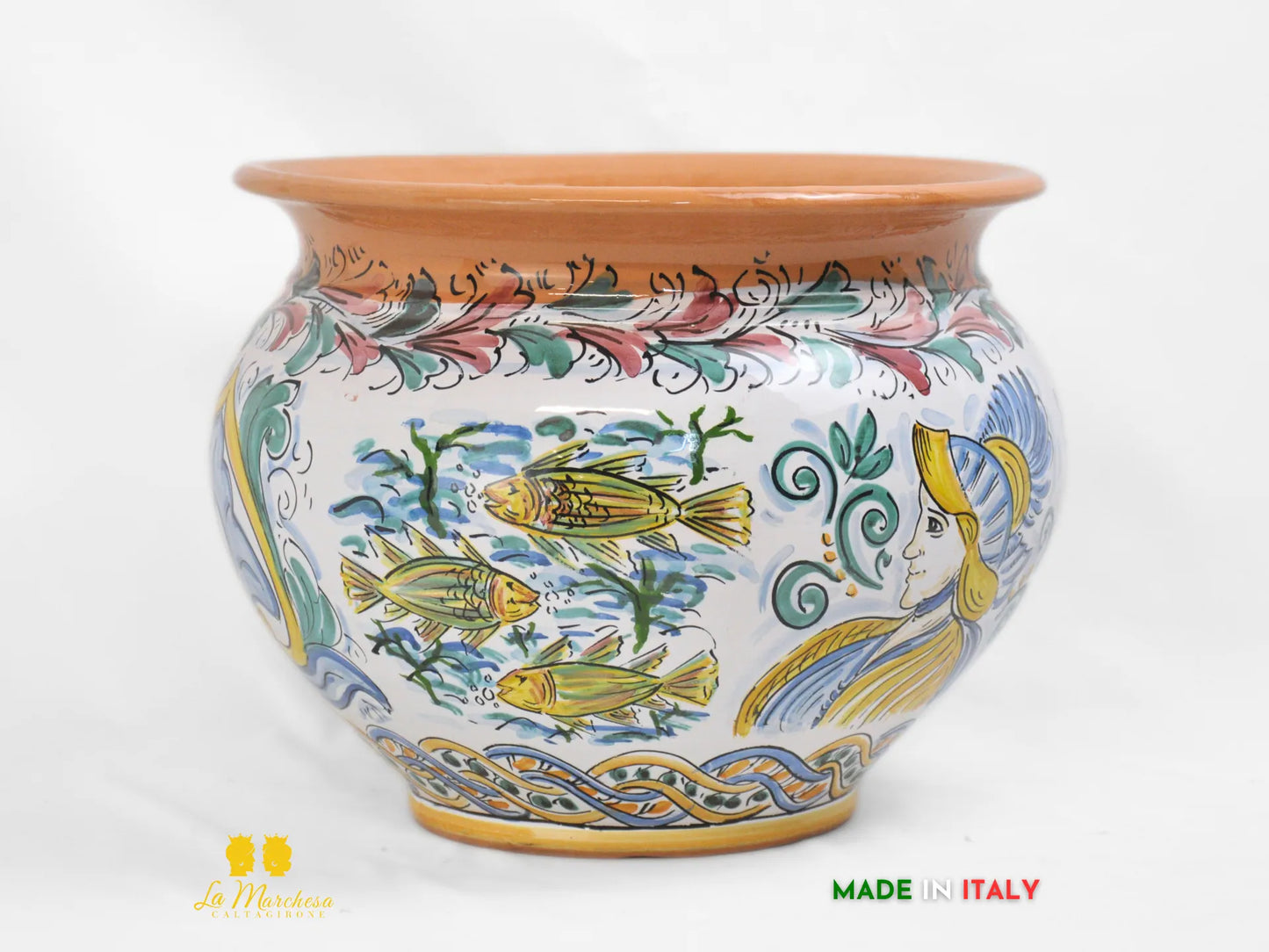 Portavaso Ceramica di Caltagirone Mattonelle stile siciliano 32cm