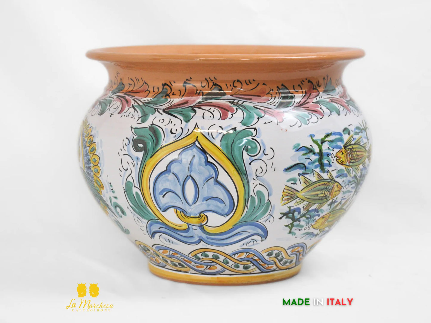 Portavaso Ceramica di Caltagirone Mattonelle stile siciliano 32cm