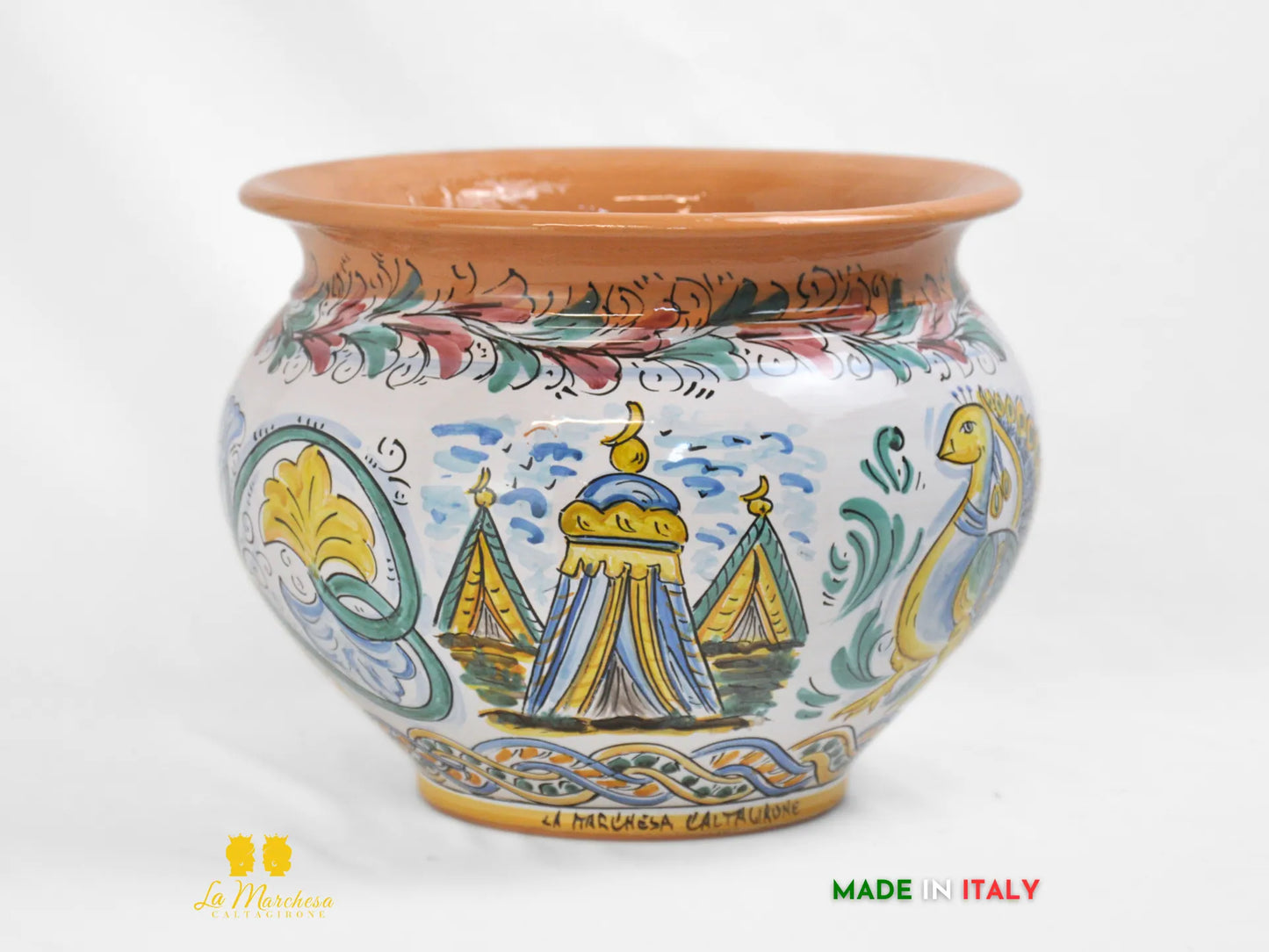 Portavaso Ceramica di Caltagirone Mattonelle stile siciliano 32cm