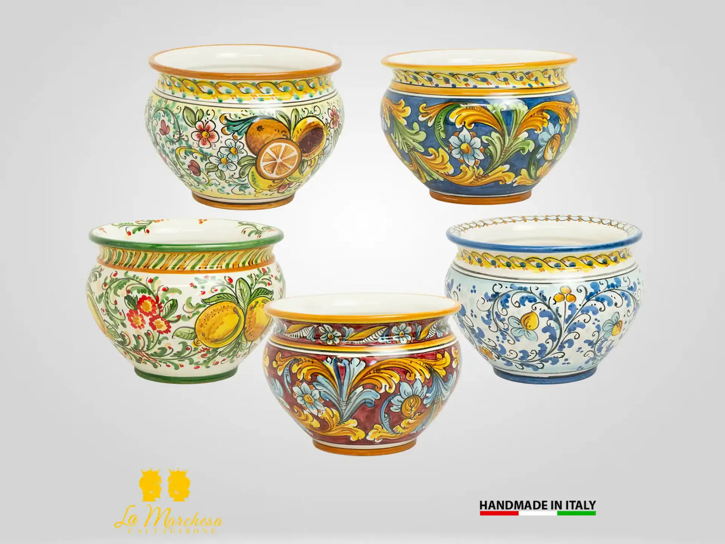 Portavaso Decorato in Ceramica di Caltagirone 22cm - Vari Decori