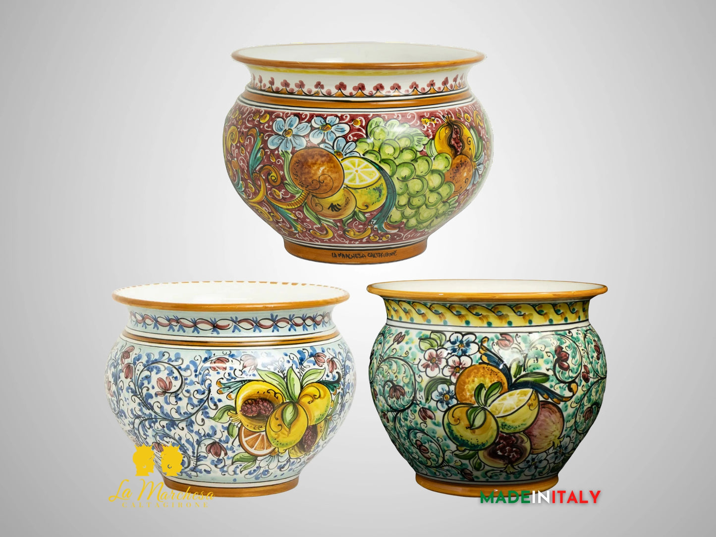 Portavaso Vaso in Ceramica di Caltagirone frutta 32cm - vari modelli