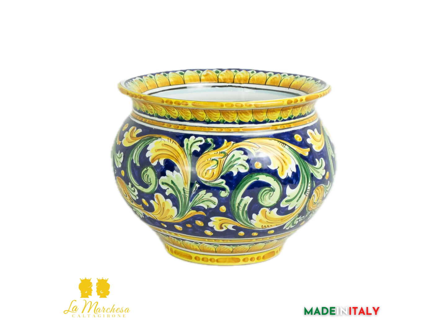 Portavaso in Ceramica di Caltagirone ornato barocco L32 - Vari Colori