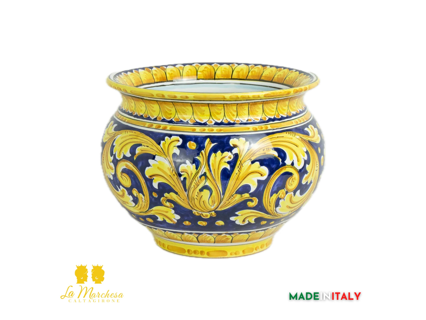 Portavaso in Ceramica di Caltagirone ornato barocco L32 - Vari Colori