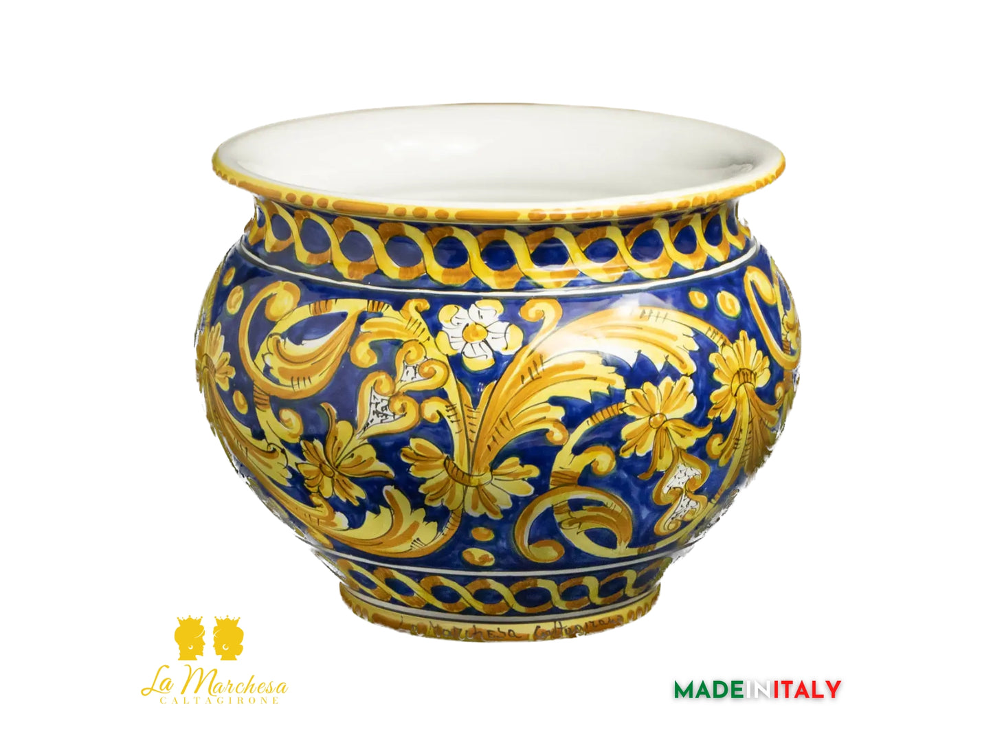 Portavaso in Ceramica di Caltagirone ornato barocco L32 - Vari Colori