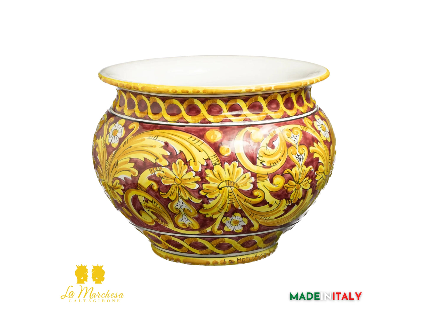 Portavaso in Ceramica di Caltagirone ornato barocco L32 - Vari Colori