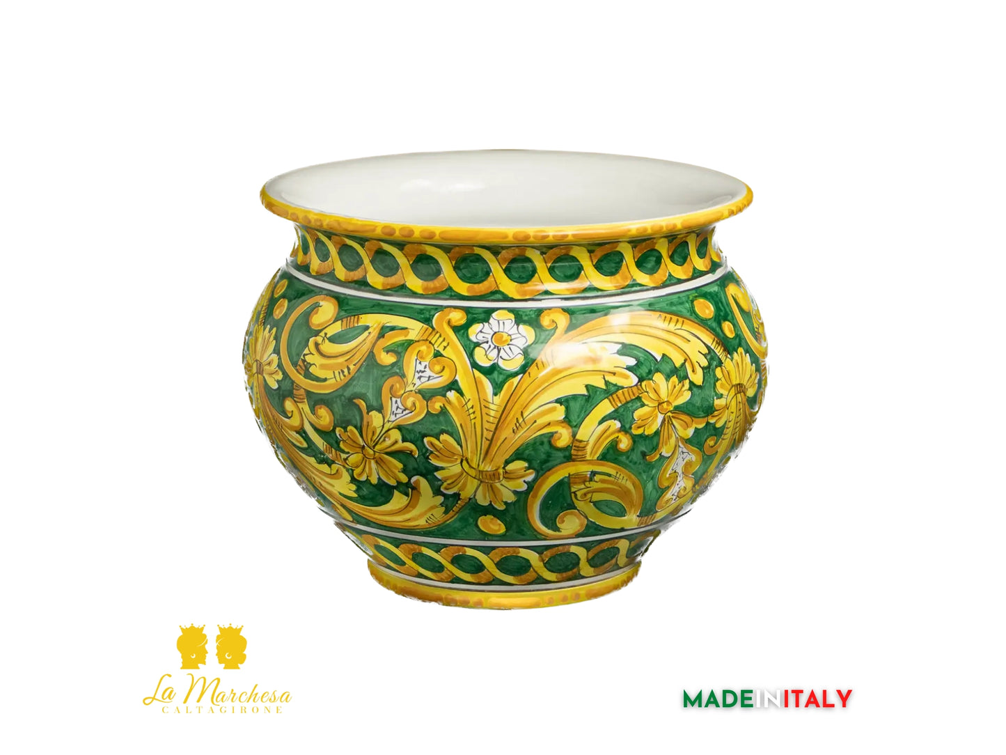 Portavaso in Ceramica di Caltagirone ornato barocco L32 - Vari Colori