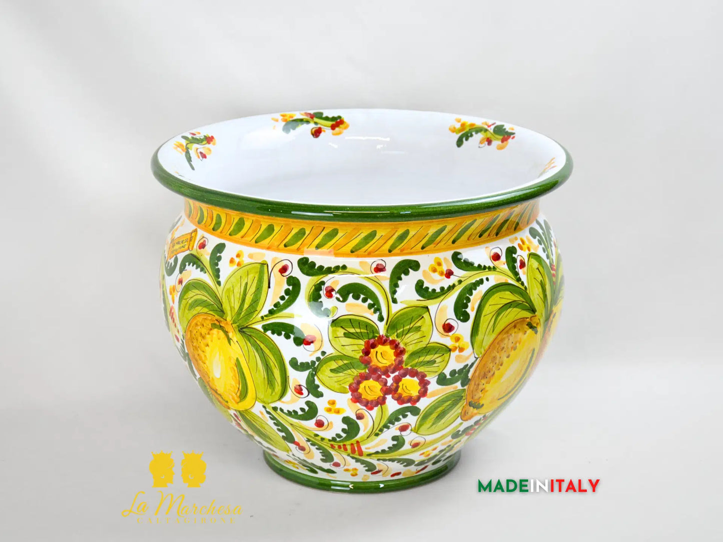 Portavaso Vaso in Ceramica di Caltagirone 600 verde limoni - Varie Misure