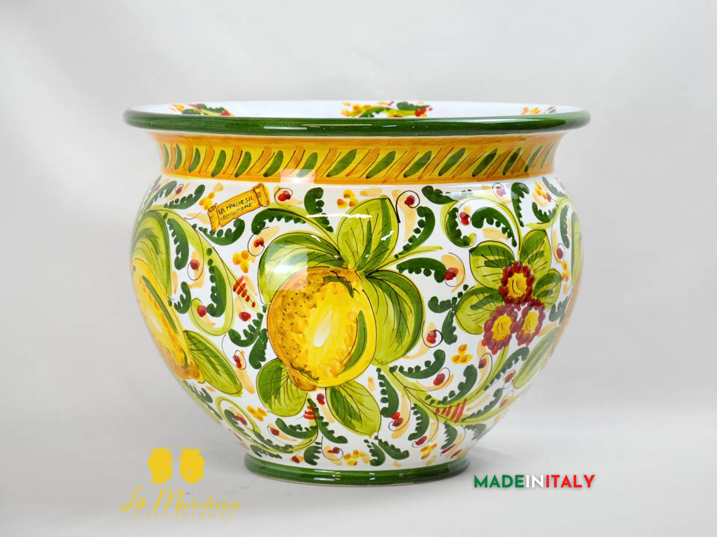 Portavaso Vaso in Ceramica di Caltagirone 600 verde limoni - Varie Misure