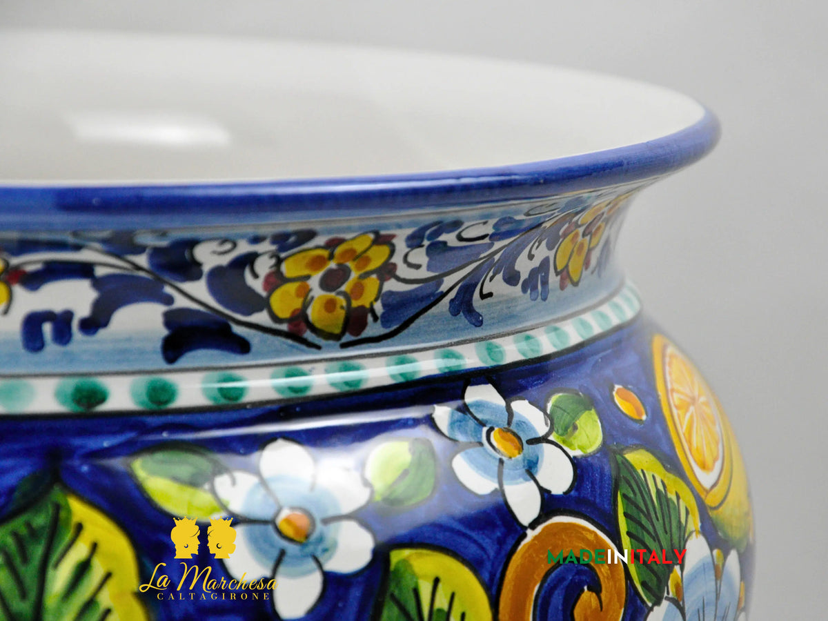 Portavaso Frutta in Ceramica di Caltagirone 32cm - Vari Decori