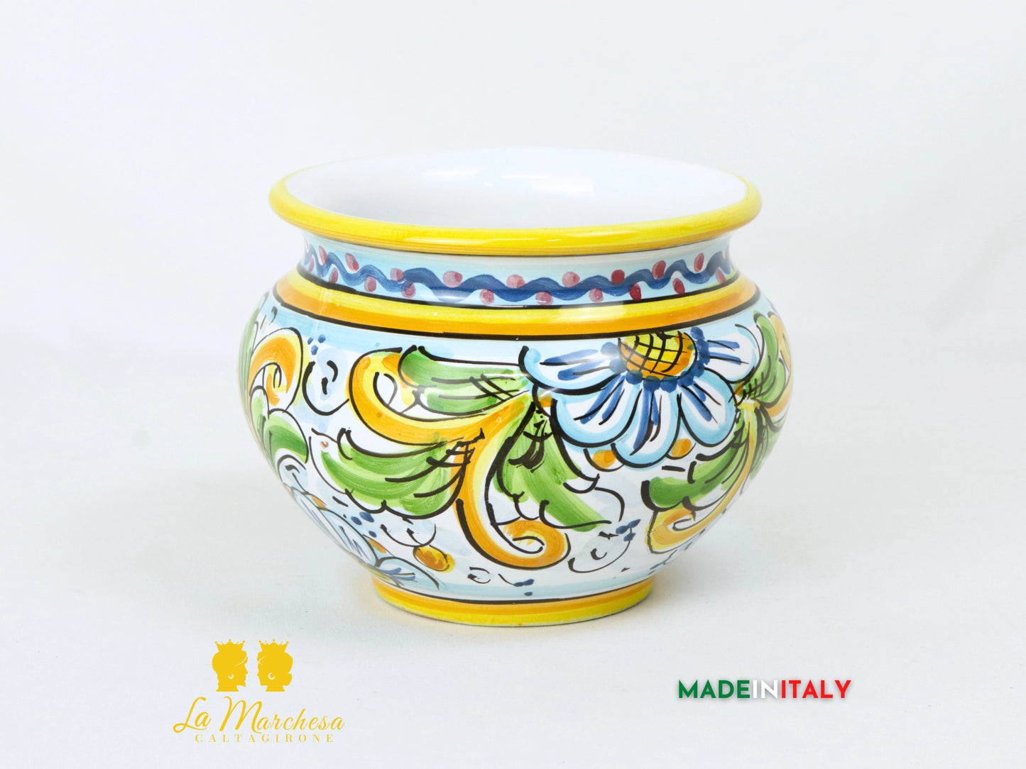 Portavaso in Ceramica di Caltagirone 15cm - Vari decori