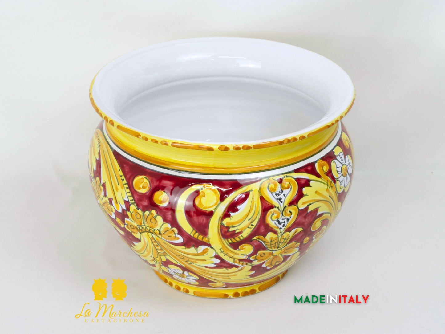 Portavaso in Ceramica di Caltagirone ornato  27cm - Vari Decori