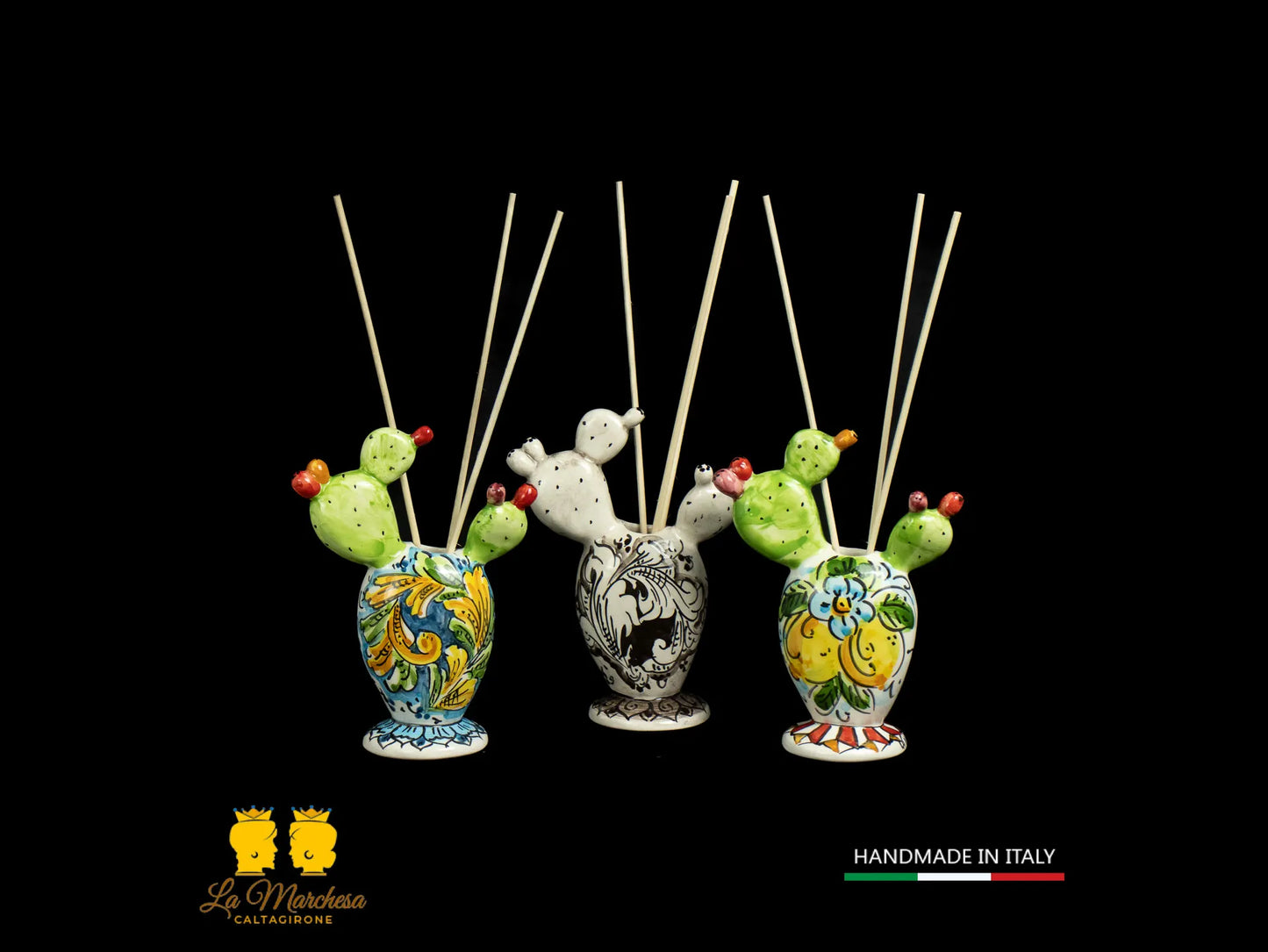 Profumatore ambiente in Ceramica di Caltagirone Fichi d'india decorati a mano