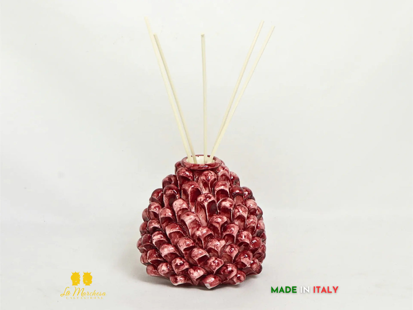 Profumatore ambiente Pigna Siciliana Ceramica di Caltagirone 11cm - bordeaux