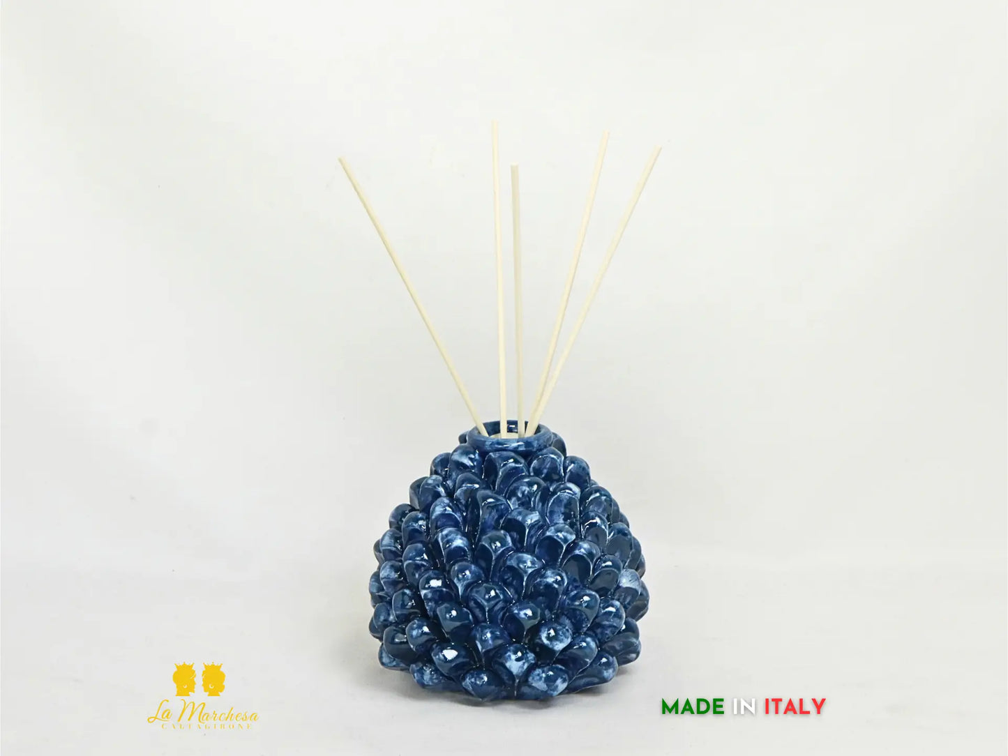 Profumatore ambiente Pigna Siciliana Ceramica di Caltagirone 11cm - blu antico