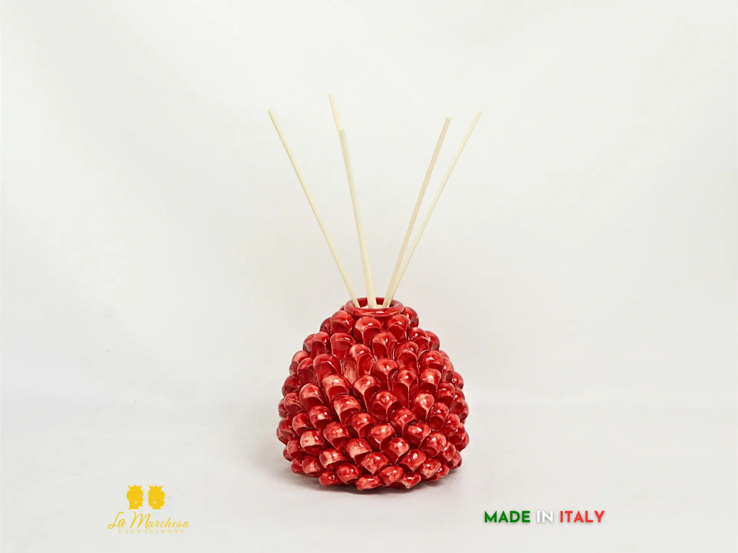 Profumatore ambiente Pigna Siciliana Ceramica di Caltagirone 11cm - rosso