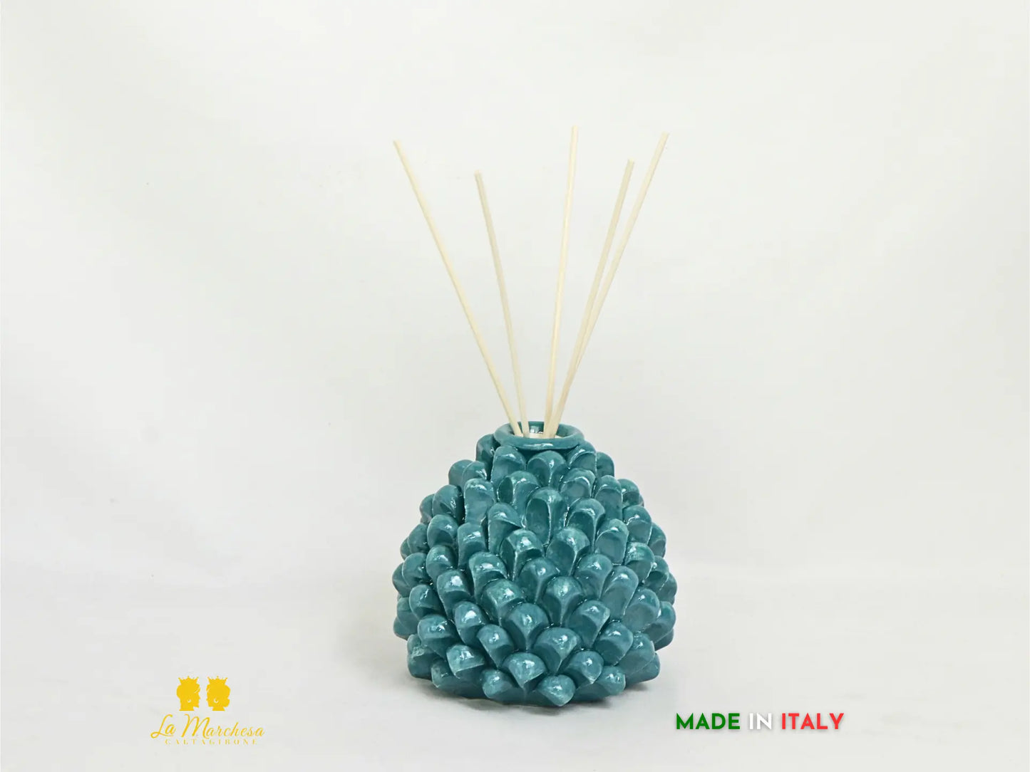Profumatore ambiente Pigna Siciliana Ceramica di Caltagirone 11cm - verde ottanio