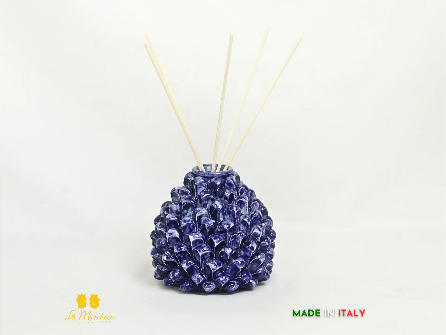 Profumatore ambiente Pigna Siciliana Ceramica di Caltagirone 11cm - blu cobalto