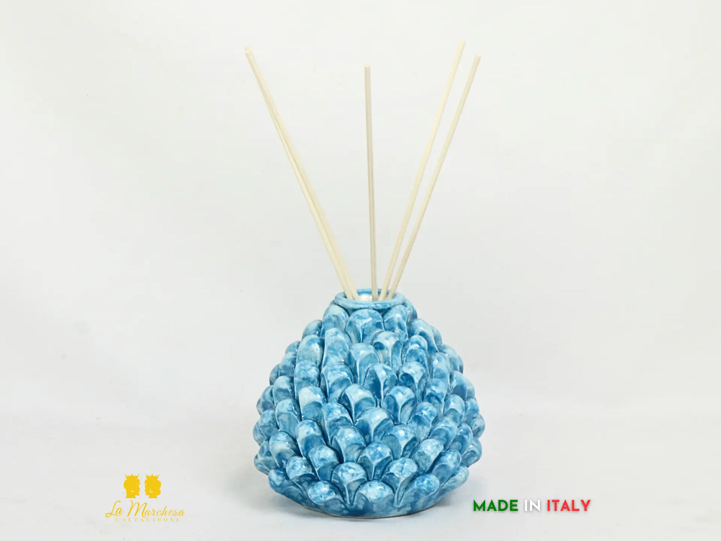 Profumatore ambiente Pigna Siciliana Ceramica di Caltagirone 11cm - celeste
