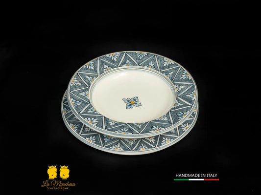 FINE SERIE - Posto tavola Piatti fondo piano Ceramica di Caltagirone grigio