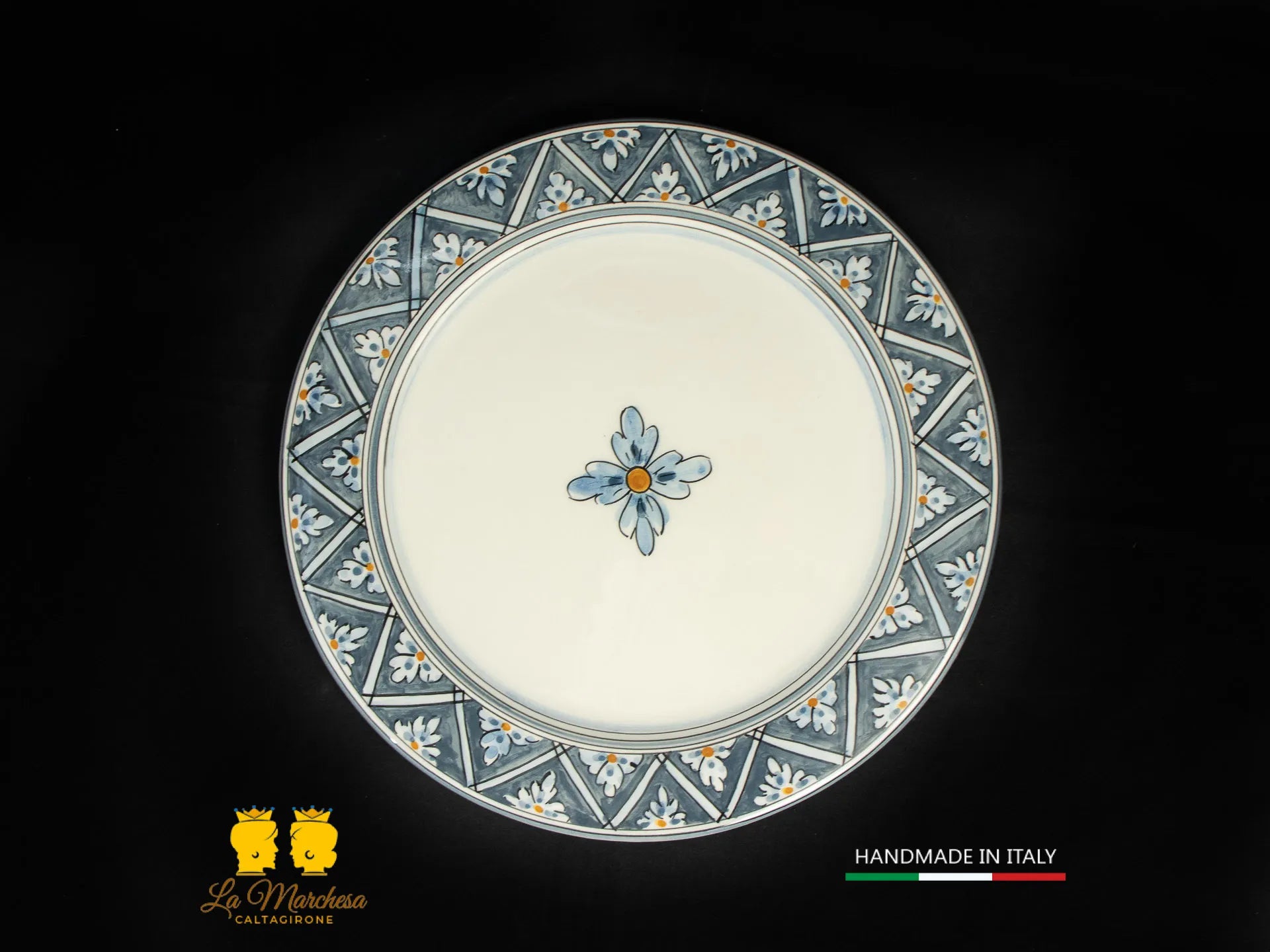 FINE SERIE - Posto tavola Piatti fondo piano Ceramica di Caltagirone grigio
