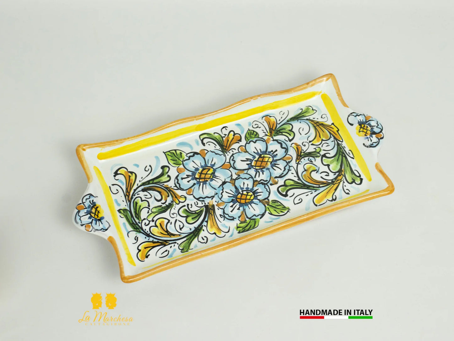 Set tazzine da caffè in Ceramica di Caltagirone ornato vassoio