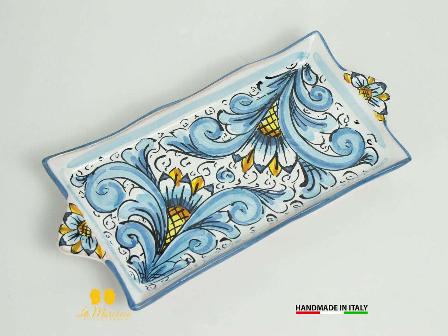 Set tazzine da caffè in Ceramica di Caltagirone ornato vassoio