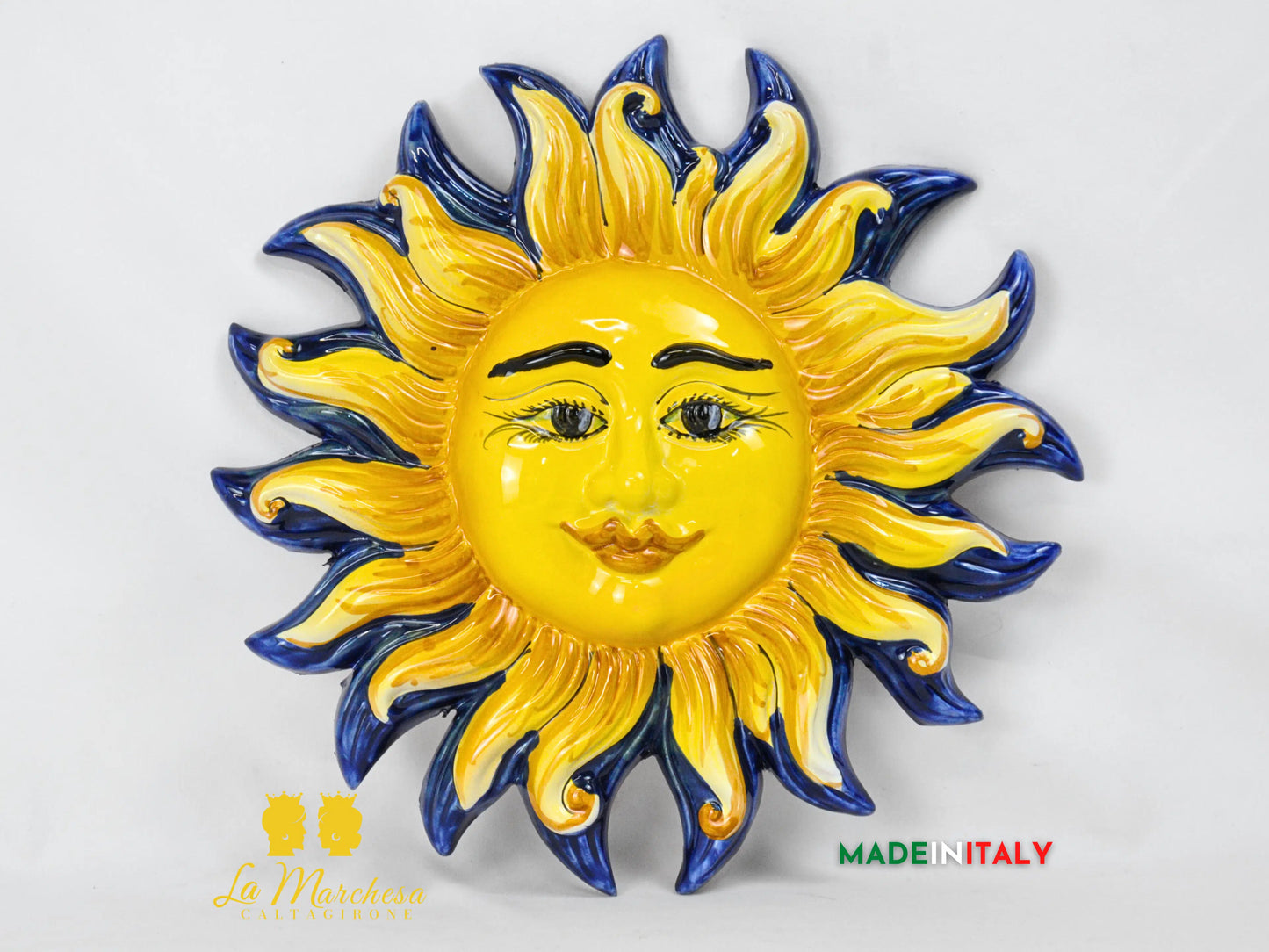 Sole Blu Cobalto in Ceramica di Caltagirone 30cm